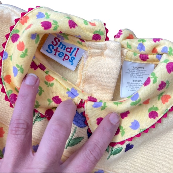 2 Small Steps Yellow & Purple Fall Winter Tulip Sweater Pant Sets Sz 12 months - Picture 6 of 7